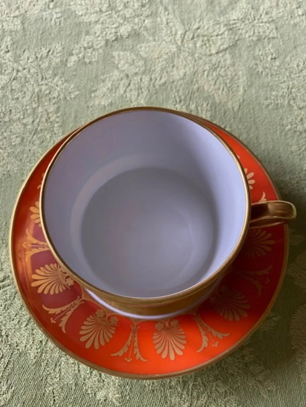 GINORI POMPEI RED TEA CUP & SAUCER SINCE ITALY Rare and hard to find pattern